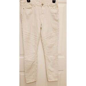 Ellie Tahari white pants Azella Jeans low rise skinny leg sz 29 Embellishments